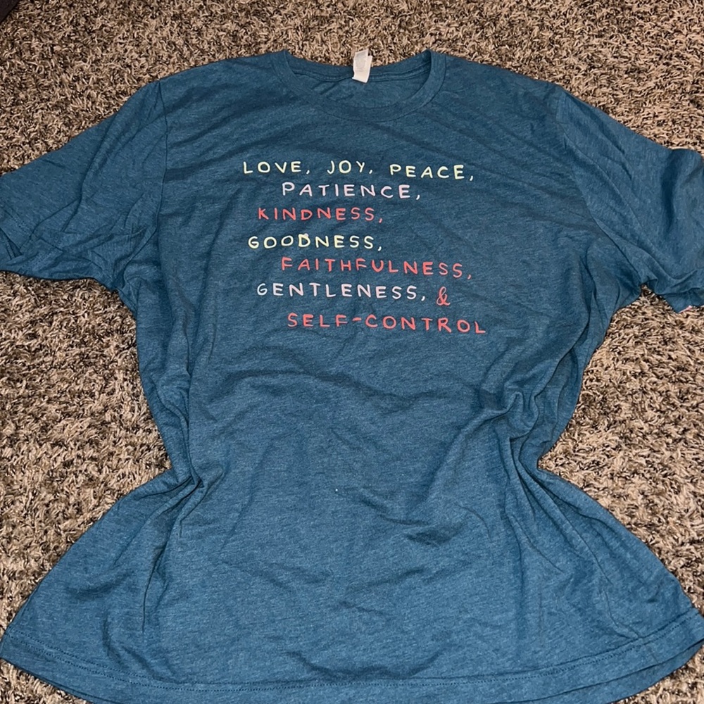 Teal tshirt with Gal 5:22
